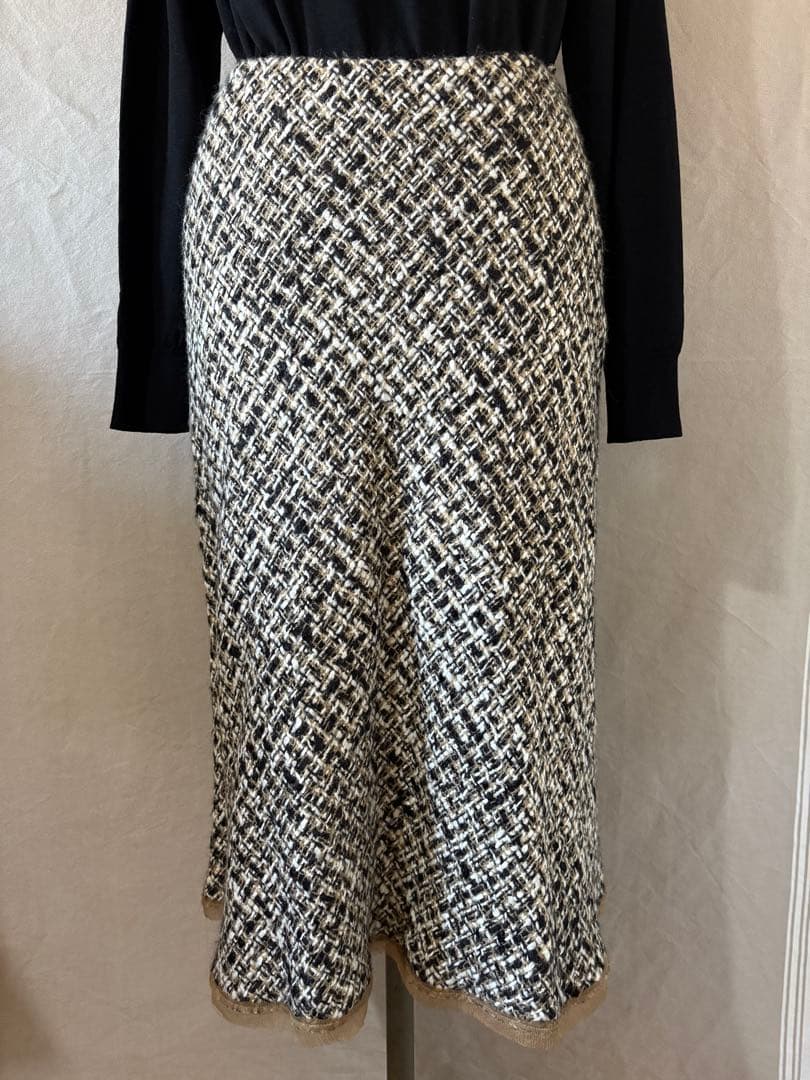 【新品・未使用】PRADA★ミックスツィード★膝丈スカート★38 イタリア製