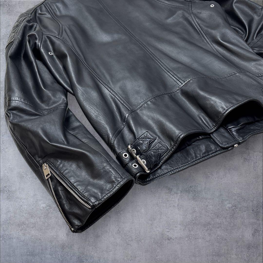 【美品】DIESEL ラムレザージャケット シングルライダース キルティング