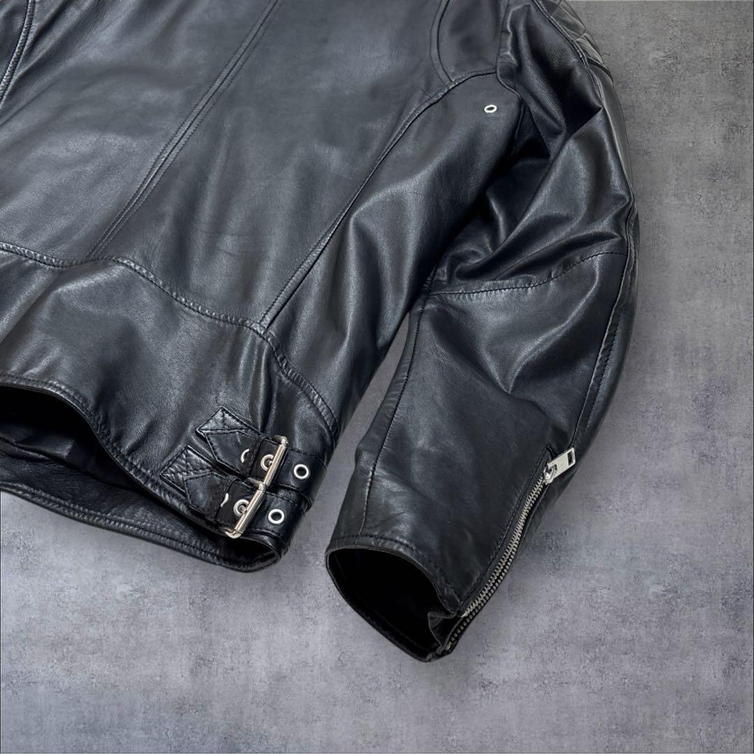 【美品】DIESEL ラムレザージャケット シングルライダース キルティング
