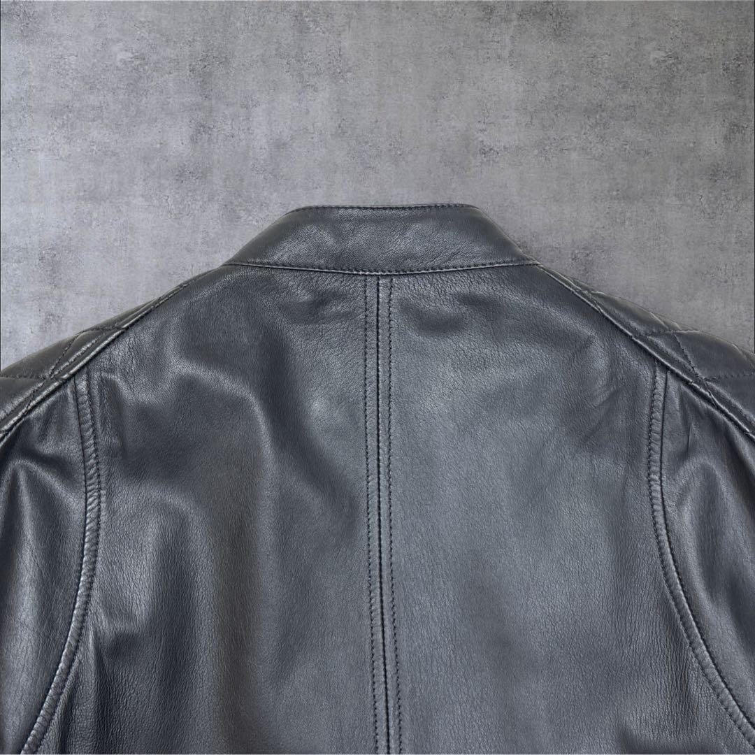 【美品】DIESEL ラムレザージャケット シングルライダース キルティング