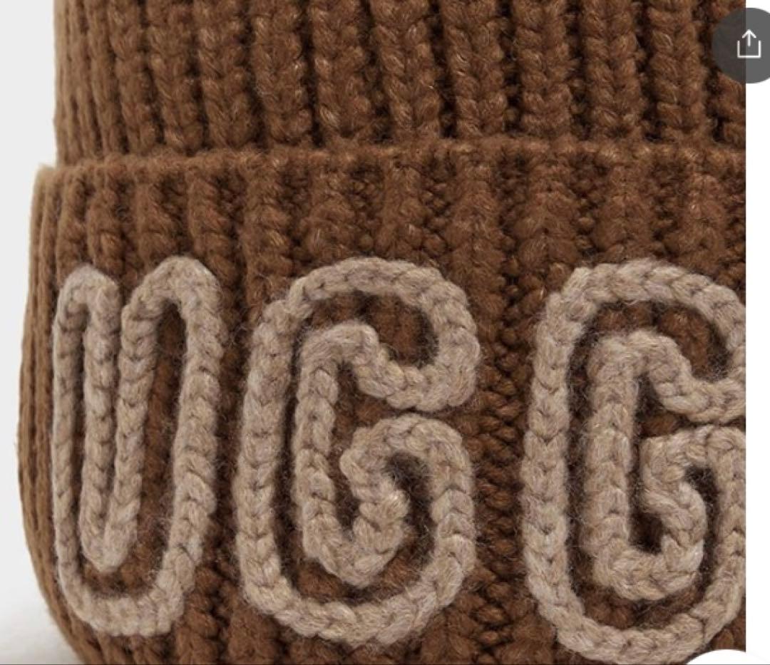 UGG ブラウン ニット帽ロゴ刺繍　WhitePepper ♪店舗完売商品！