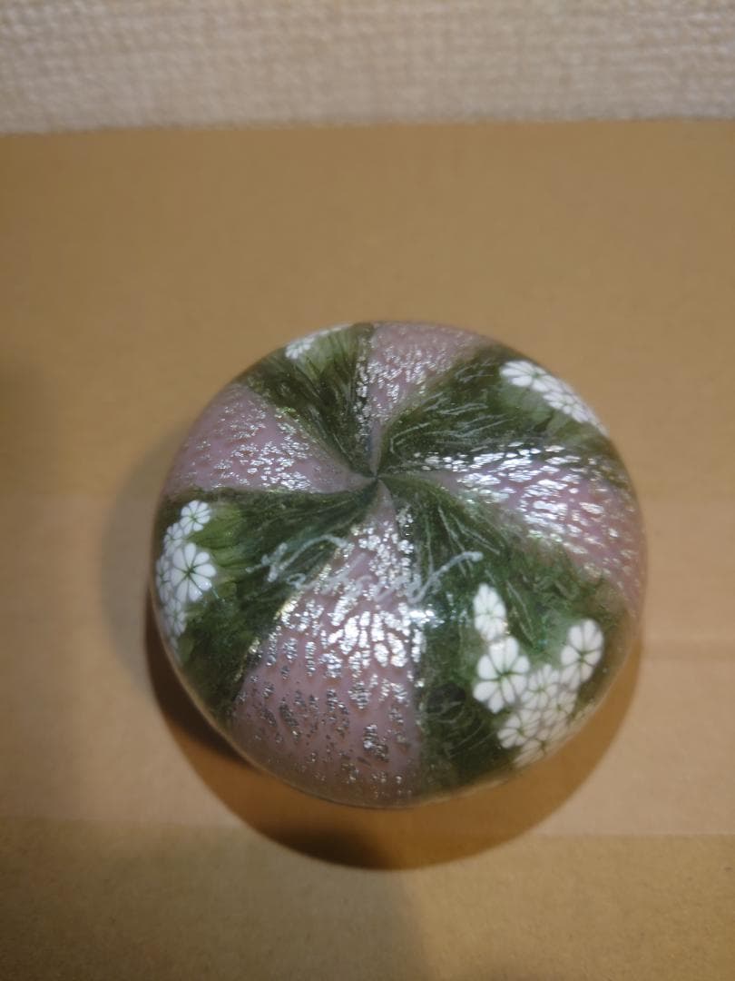 【未使用】ガラス作家　藤原奈津江作品　吹きガラス茶器「花子」共箱及び専用巾着袋付