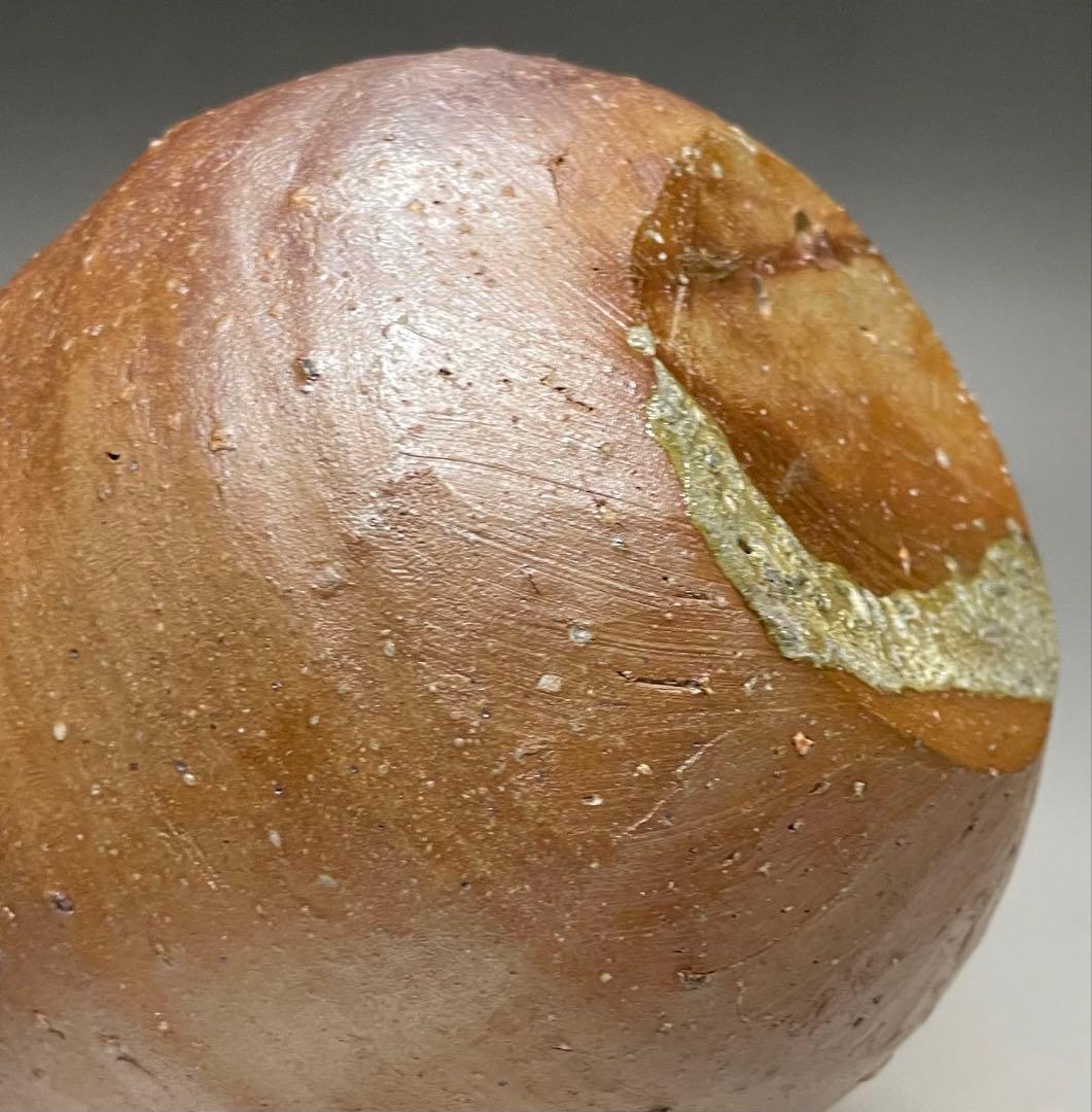 金重愫　備前徳利一輪花入　円山窯　備前焼　四方桟共箱　b116