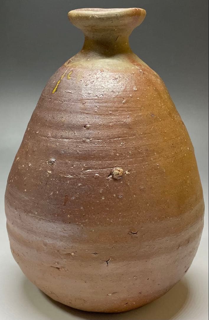 金重愫　備前徳利一輪花入　円山窯　備前焼　四方桟共箱　b116