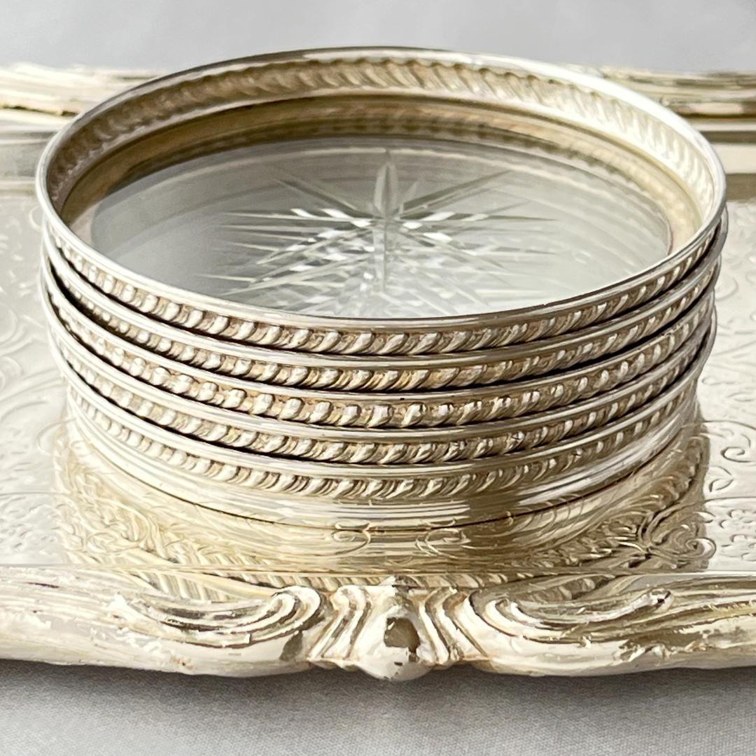 【純銀 / ガラス】フリルのワイングラスコースター 5枚 スターリングシルバー