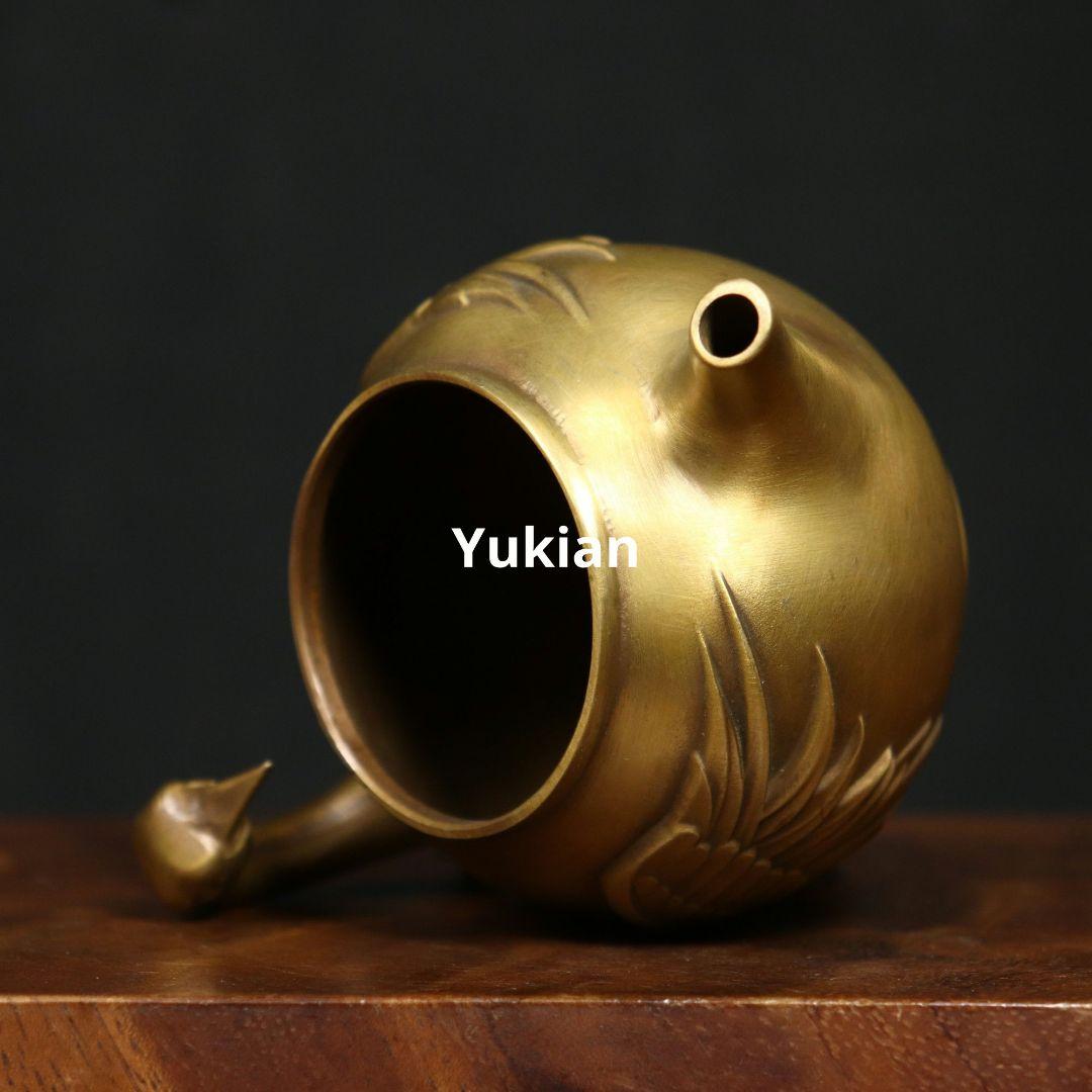 銅器 仙鶴茶壺 茶道具 置物 彫刻 工芸品 家具 装飾品 美術品