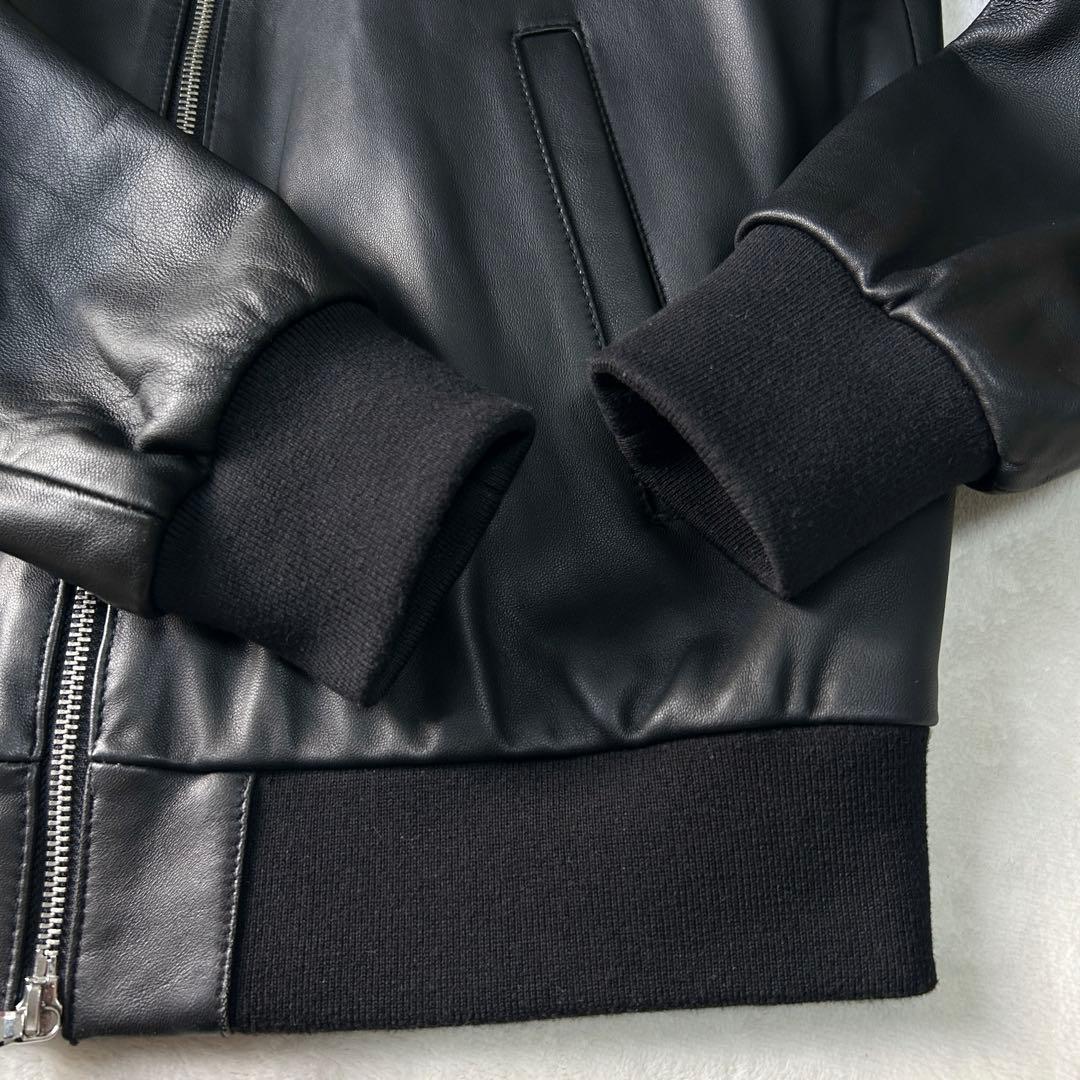 美品 タケオキクチ 羊革 ラムレザー A-2 シングルライダースジャケットM黒