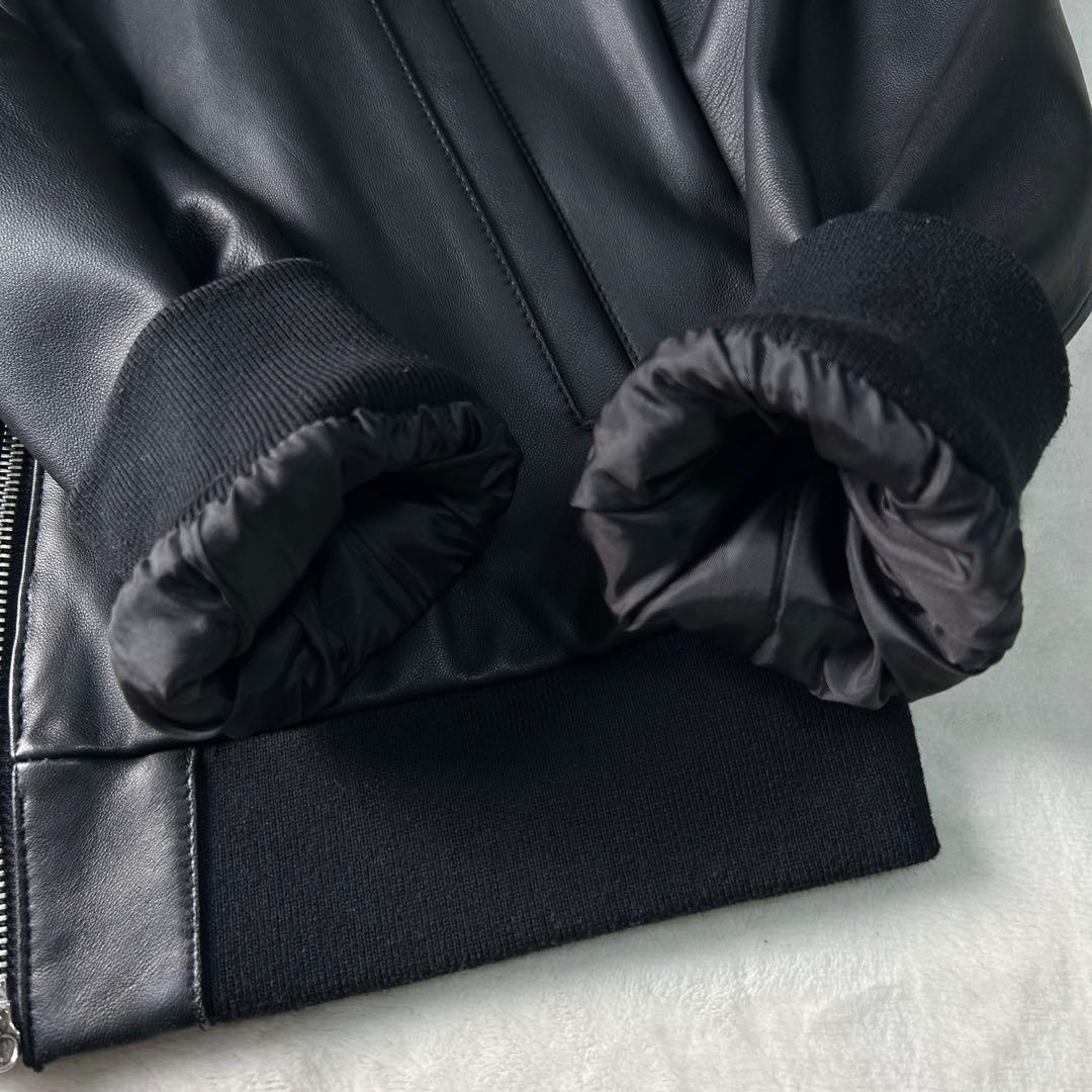 美品 タケオキクチ 羊革 ラムレザー A-2 シングルライダースジャケットM黒