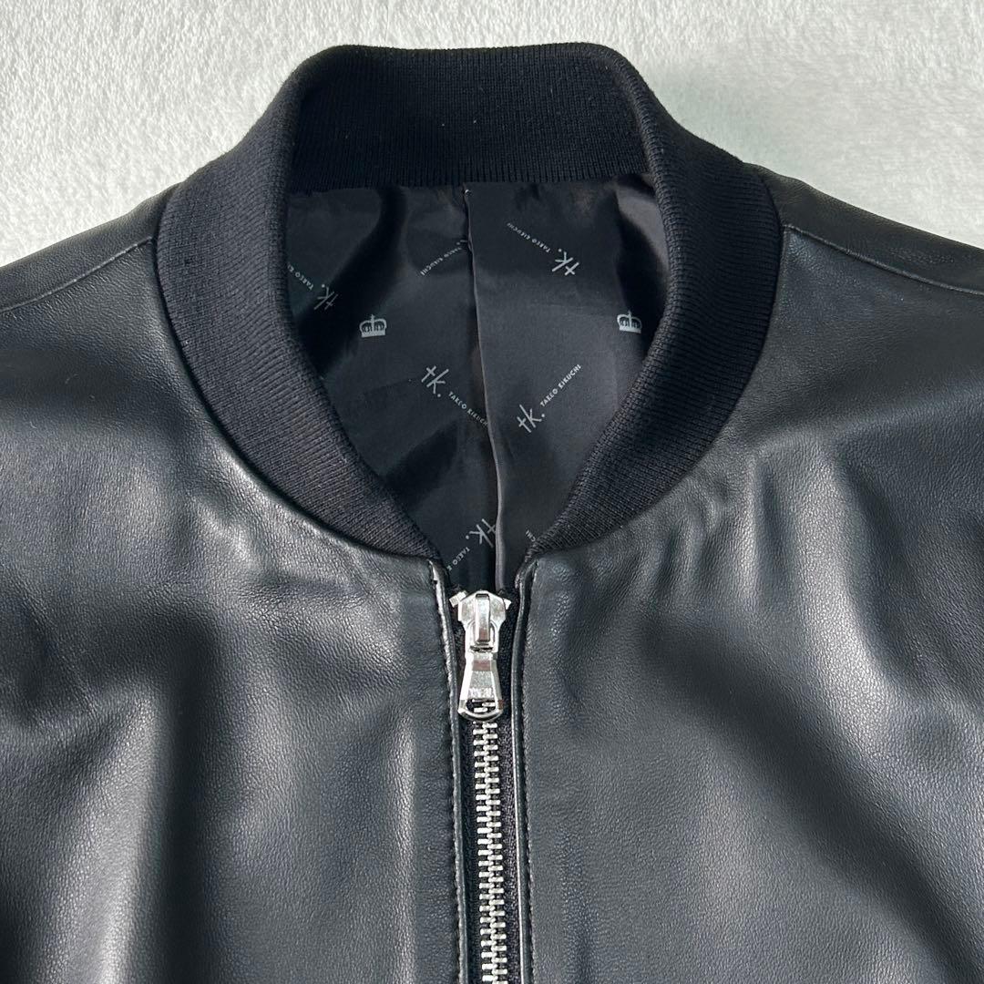 美品 タケオキクチ 羊革 ラムレザー A-2 シングルライダースジャケットM黒