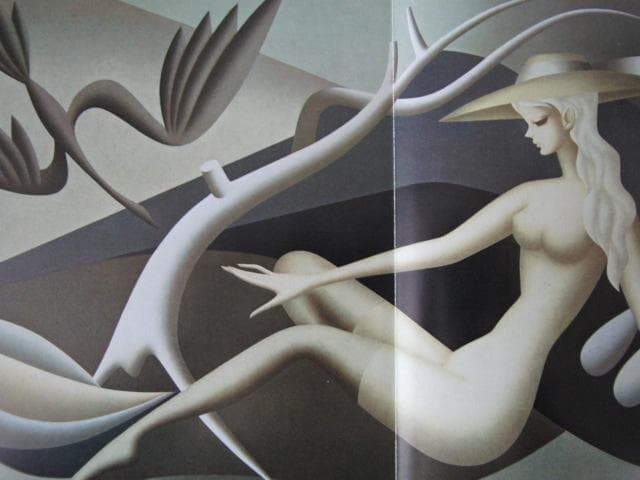 東郷青児、鳥、希少な大判額装用画集より、新品高級額装付、状態良好、巨匠