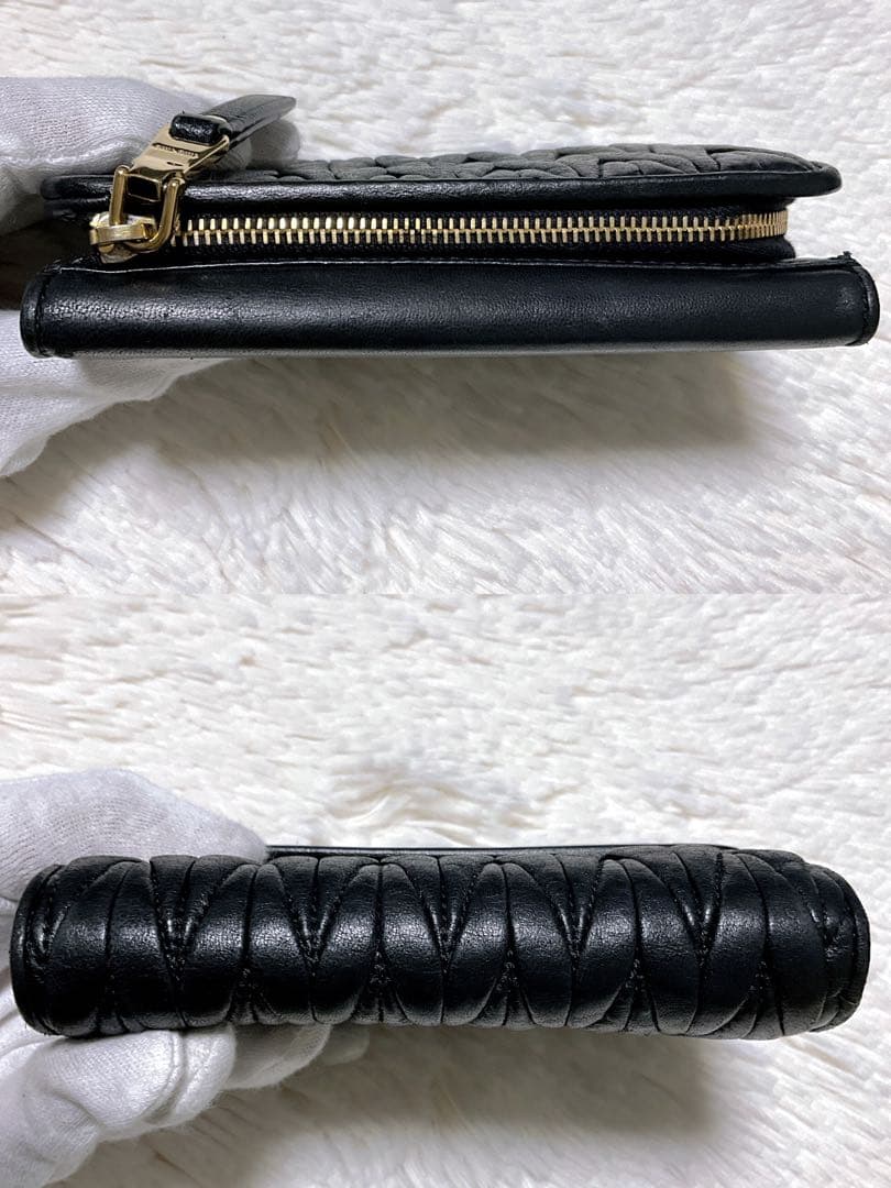 ♡美品♡MIU MIU マテラッセ 三つ折り財布 L字 ファスナー ブラック 金