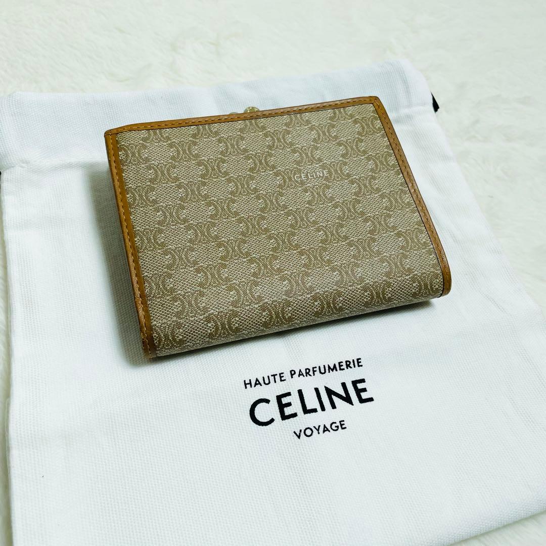 美品CELINE オールドセリーヌ 折り財布 トリオンフ マカダム　希少　がま口