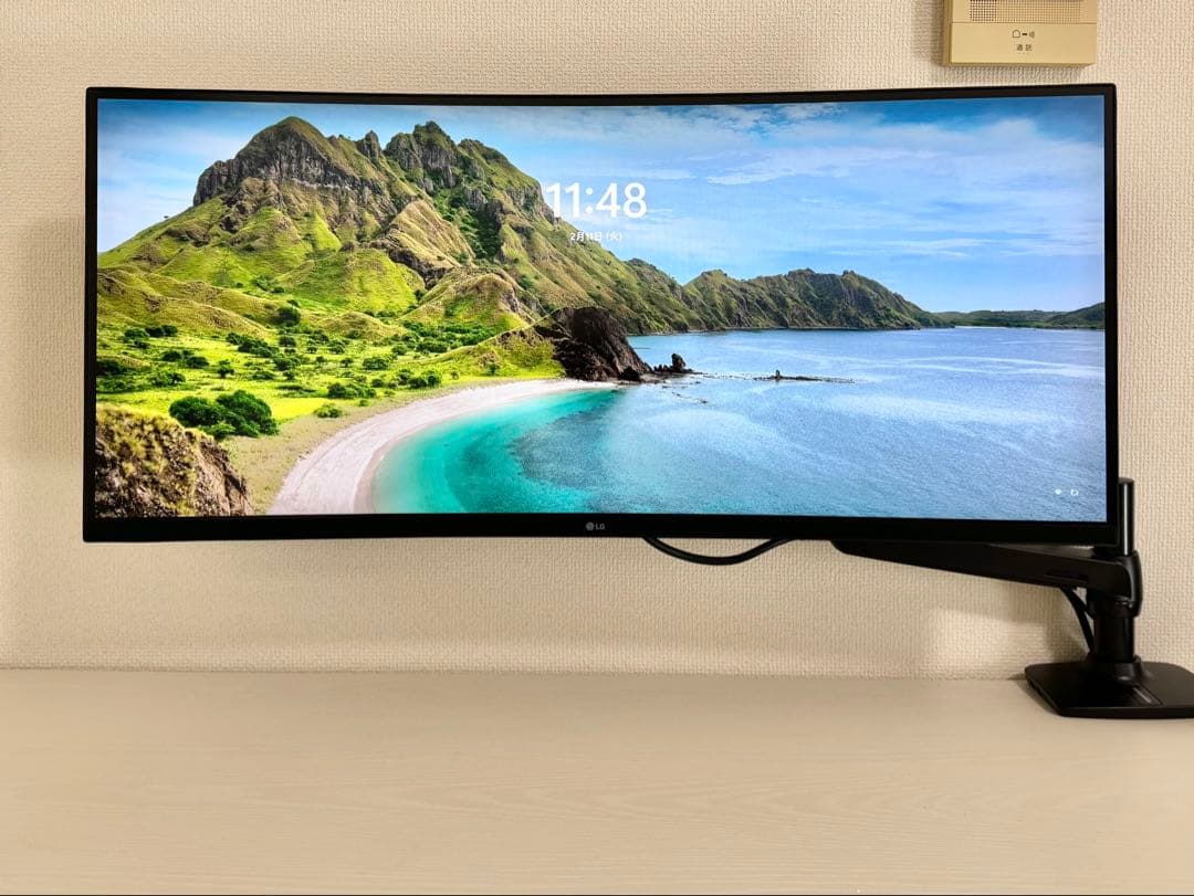 34WQ75C LG 曲面モニター 140時間使用