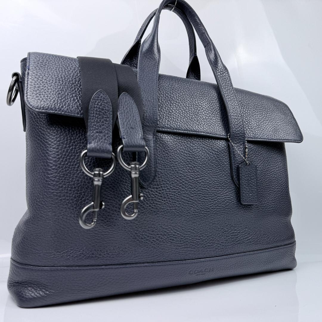 美品✨コーチ coach ビジネスバッグ ハミルトン 2way シボ革 紺