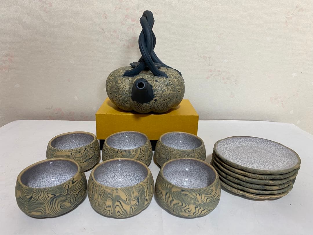 ♦中国 宜興窯 紫砂 貼花文様 茶壺 茶道具 煎茶道具１式 未使用 美品 骨董品