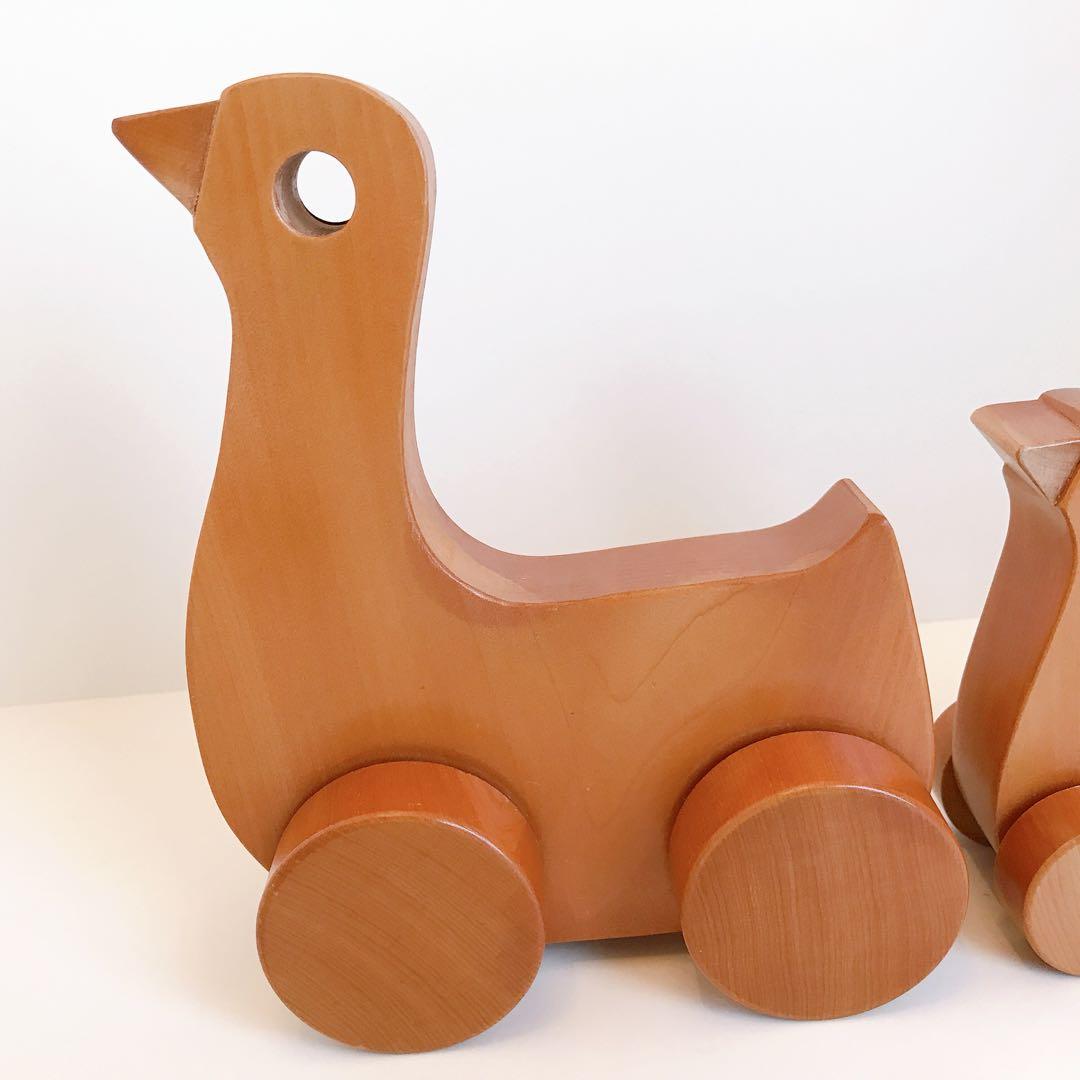 寺内定夫のおもちゃ　おんぶぐるま　とり　木のおもちゃ　希少　当時もの