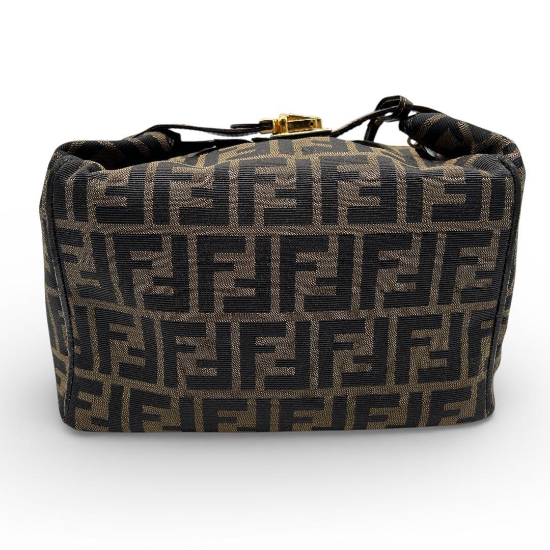 FENDI フェンディ バニティ ハンドバッグ ズッカ 鍵付き ブラウン