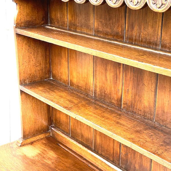 イギリスアンティーク　オープンカップボード　飾り棚　食器棚　オーク材