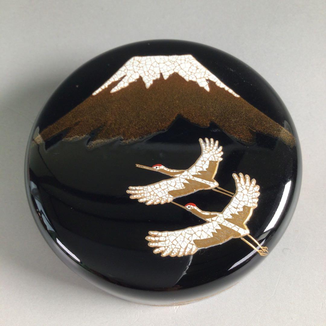 Ｒ６８９　棗　『大井好雲斎作』『大徳寺　立花大亀　箱書』『内銀地』『富士に双鶴』