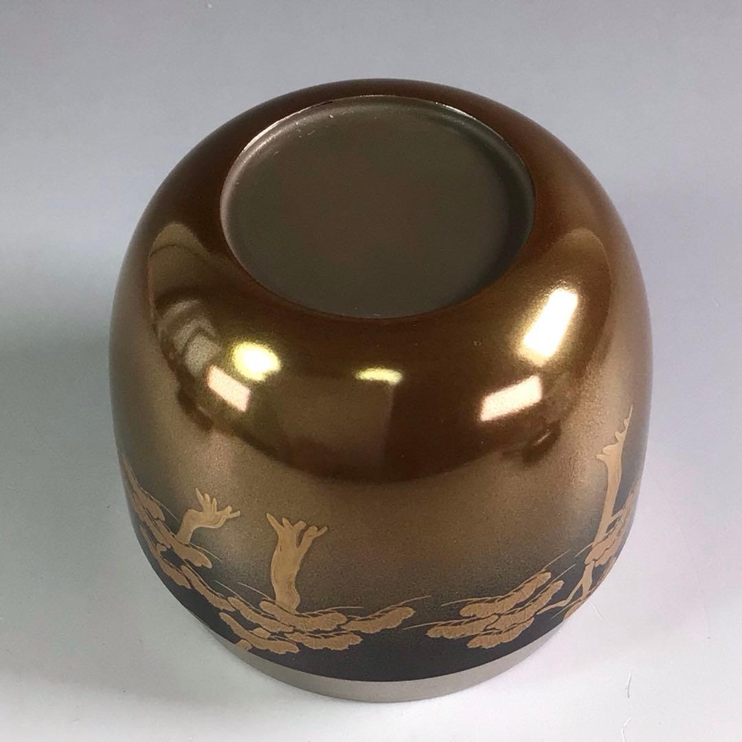 Ｒ６８９　棗　『大井好雲斎作』『大徳寺　立花大亀　箱書』『内銀地』『富士に双鶴』