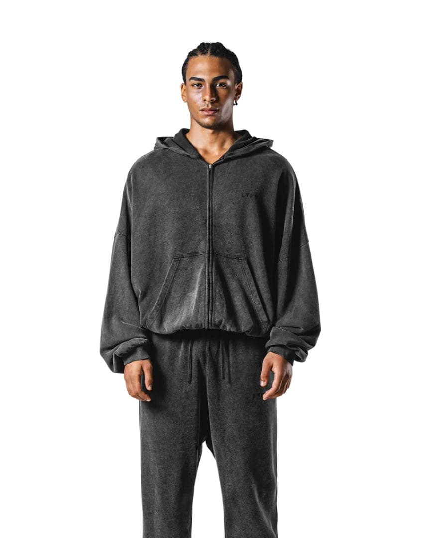 トップス LYFT VINTAGE SWEAT ZIP-UP HOODIE - BLACK