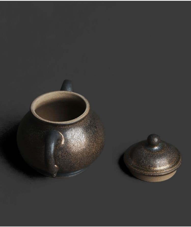 窯変鎏金高潘茶壺 急須 茶器 煎茶道具