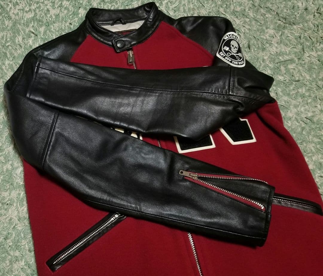 ☆極美品☆羊革ラム袖レザー❕【ROCK 'n roll❗】サガラ刺繍わっぺん♪