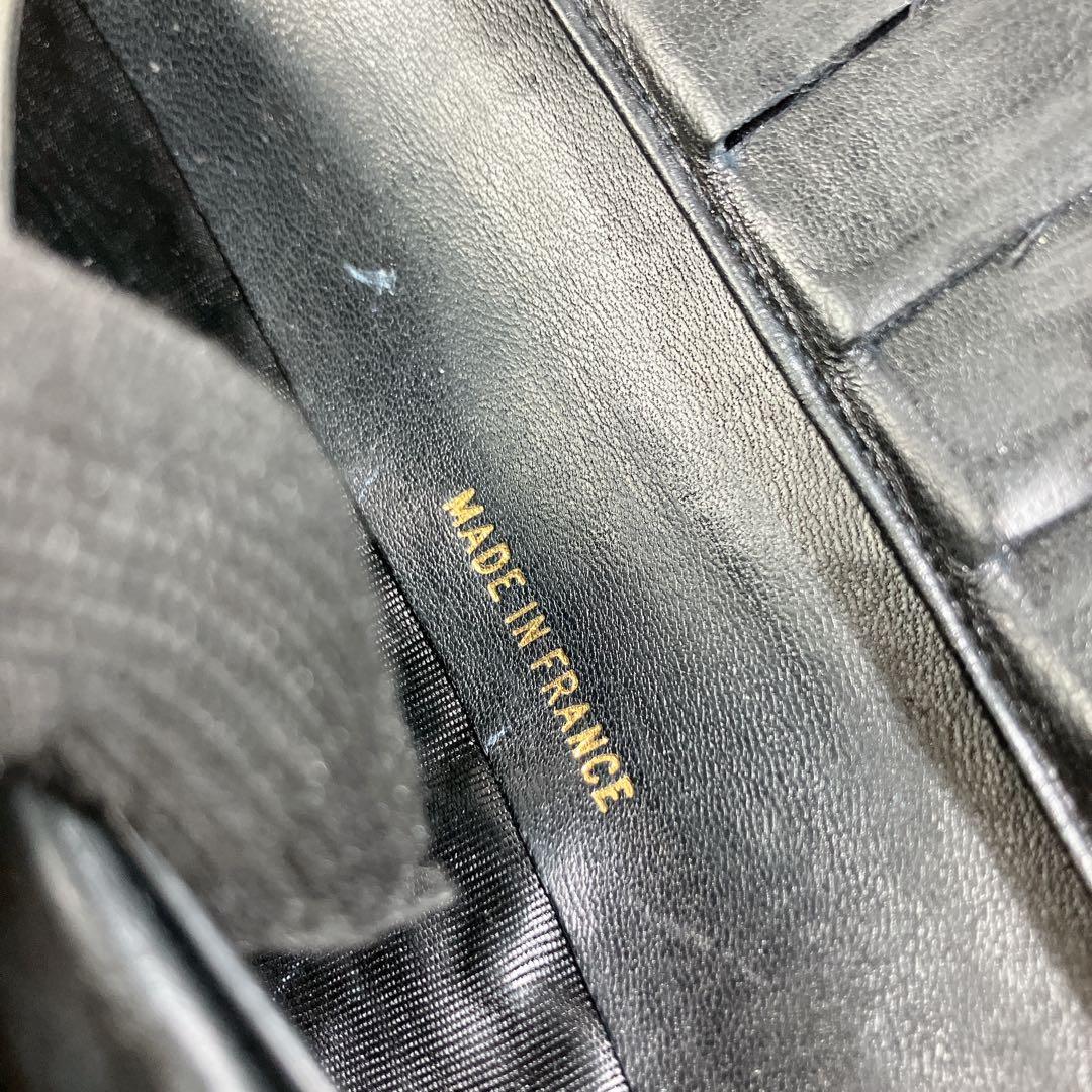 CHANEL ラムスキン ココマーク がま口 長財布 ギャランティカード 黒