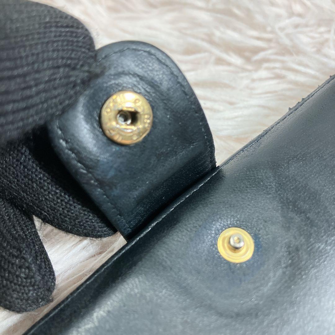 CHANEL ラムスキン ココマーク がま口 長財布 ギャランティカード 黒