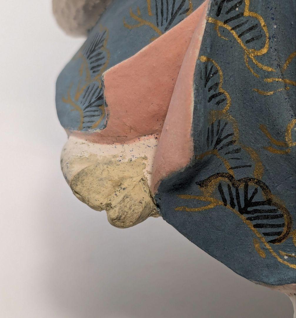 戸倉侶隺 御庭焼 尉姥 共箱 高砂人形 色絵陶器人形 置物 縁起物 後楽園焼