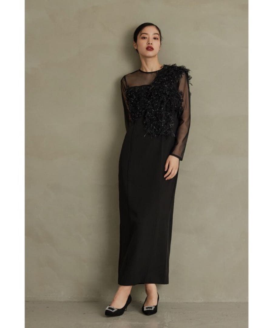 ANDRESD niana フリンジグリッターノットドレス