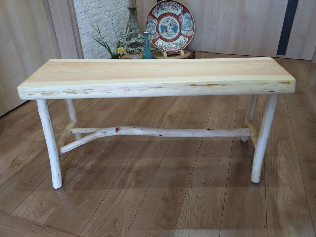 檜のベンチ（55）　かかのりになります❕❕耳付き、脚は檜の枝