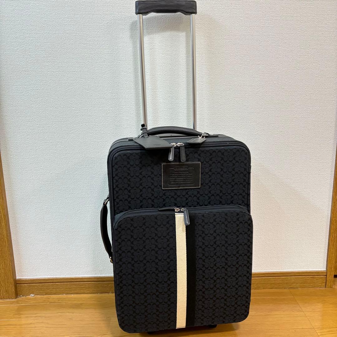美品 コーチ キャリーケース スーツケース トラベルバッグ シグネチャー 黒