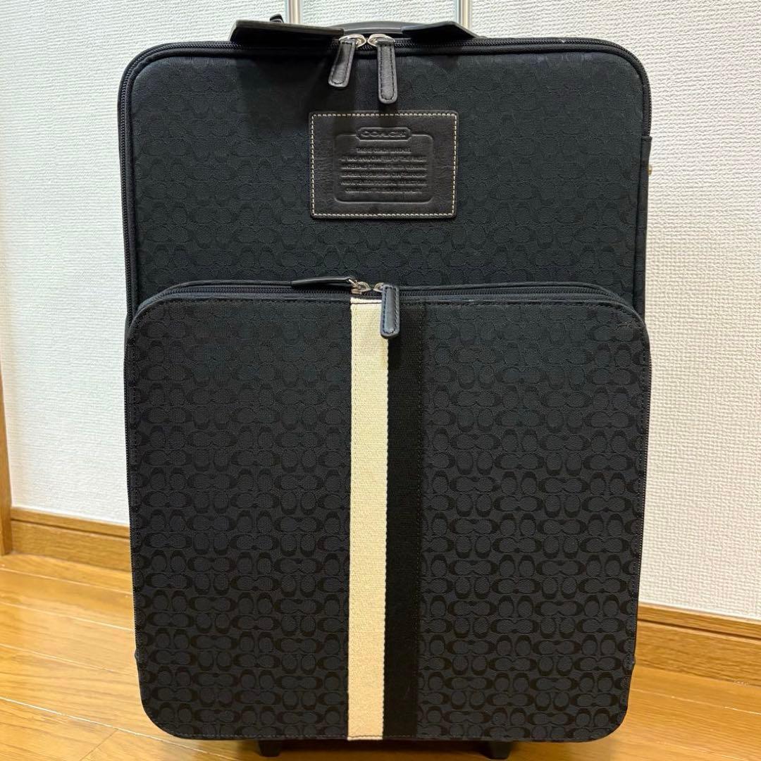美品 コーチ キャリーケース スーツケース トラベルバッグ シグネチャー 黒