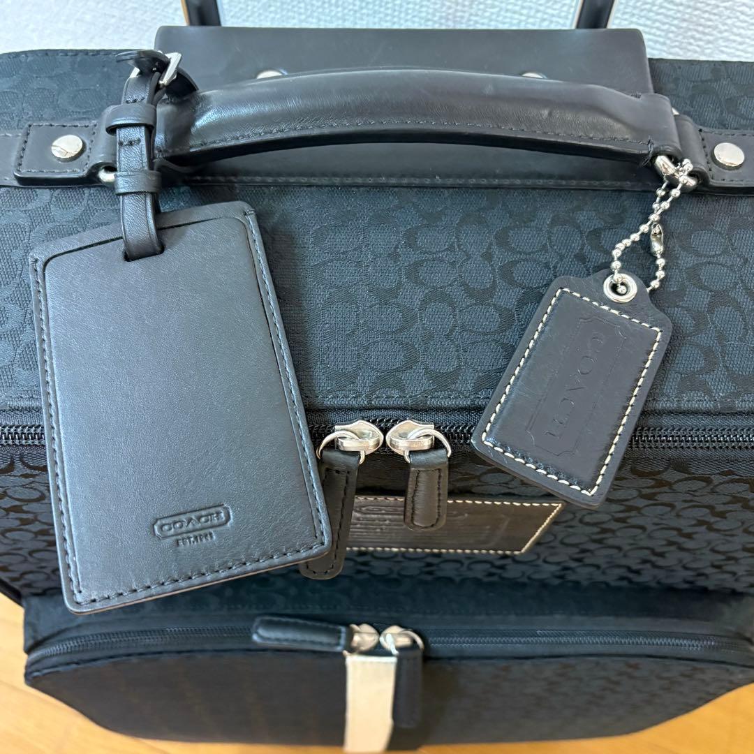 美品 コーチ キャリーケース スーツケース トラベルバッグ シグネチャー 黒