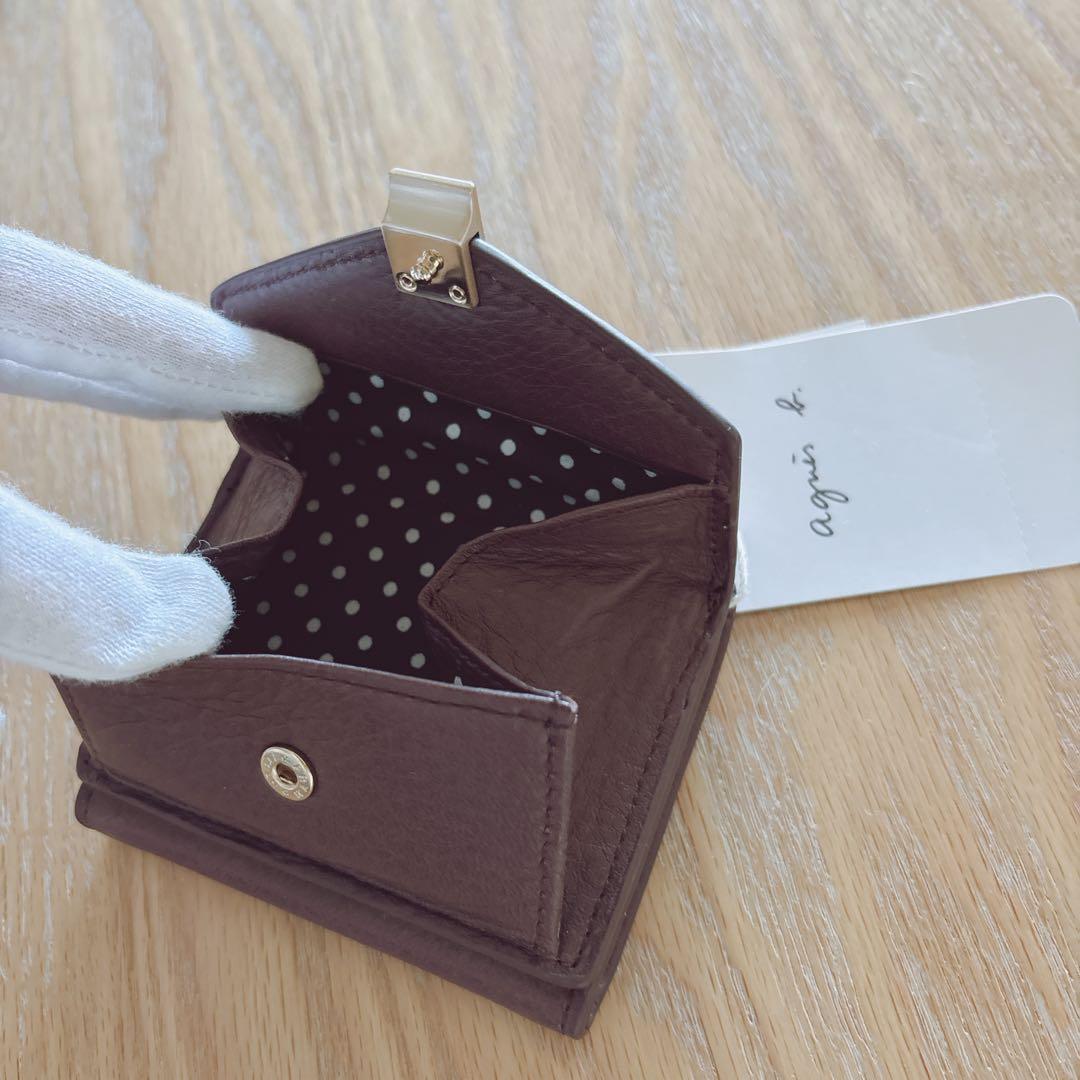 ●訳あり●アニエスベー ミニ財布 本革 ブラウン 茶 ミニウォレット 新品