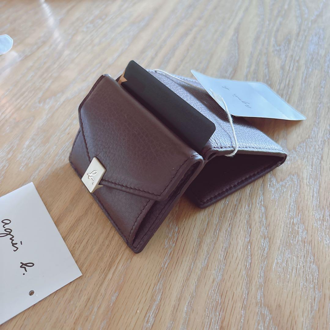 ●訳あり●アニエスベー ミニ財布 本革 ブラウン 茶 ミニウォレット 新品