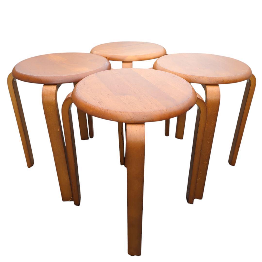 ウッドスツール 4脚セット 丸椅子 木製 スタッキング