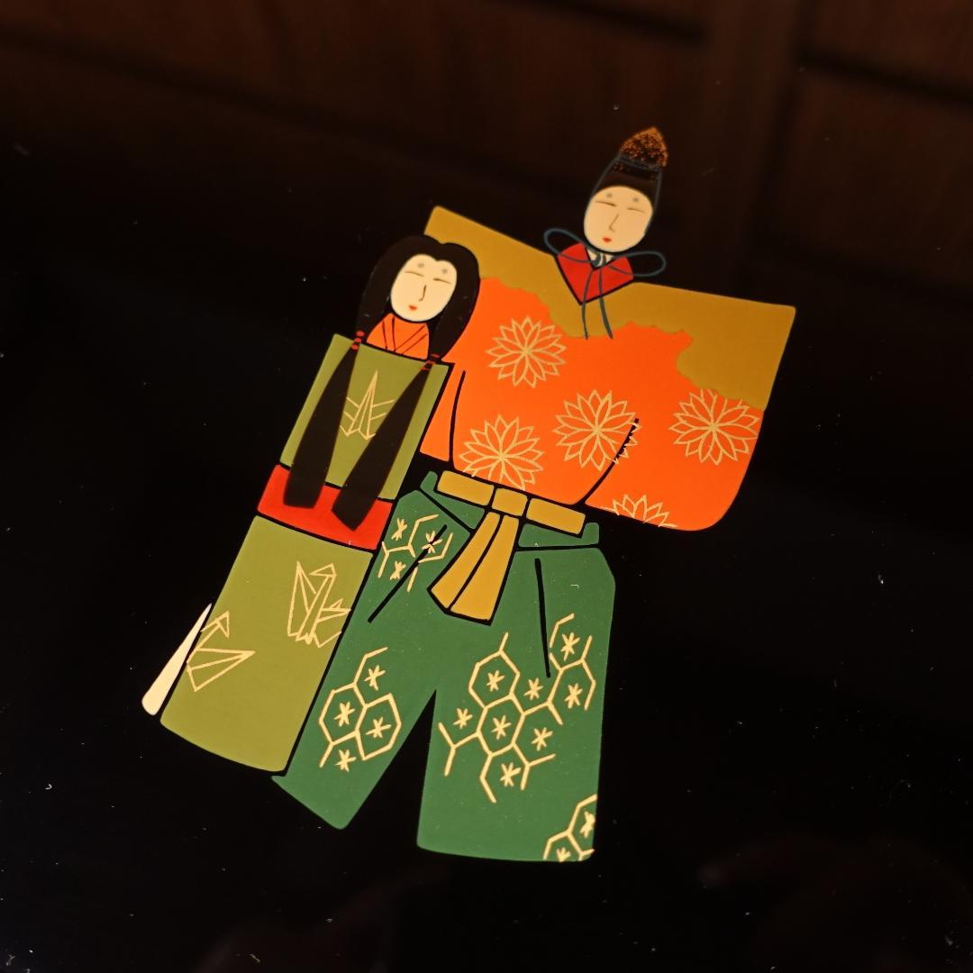 輪島塗 最高峰 慶塚 黒塗 図替 立雛蒔絵 銘々皿 5客 共箱