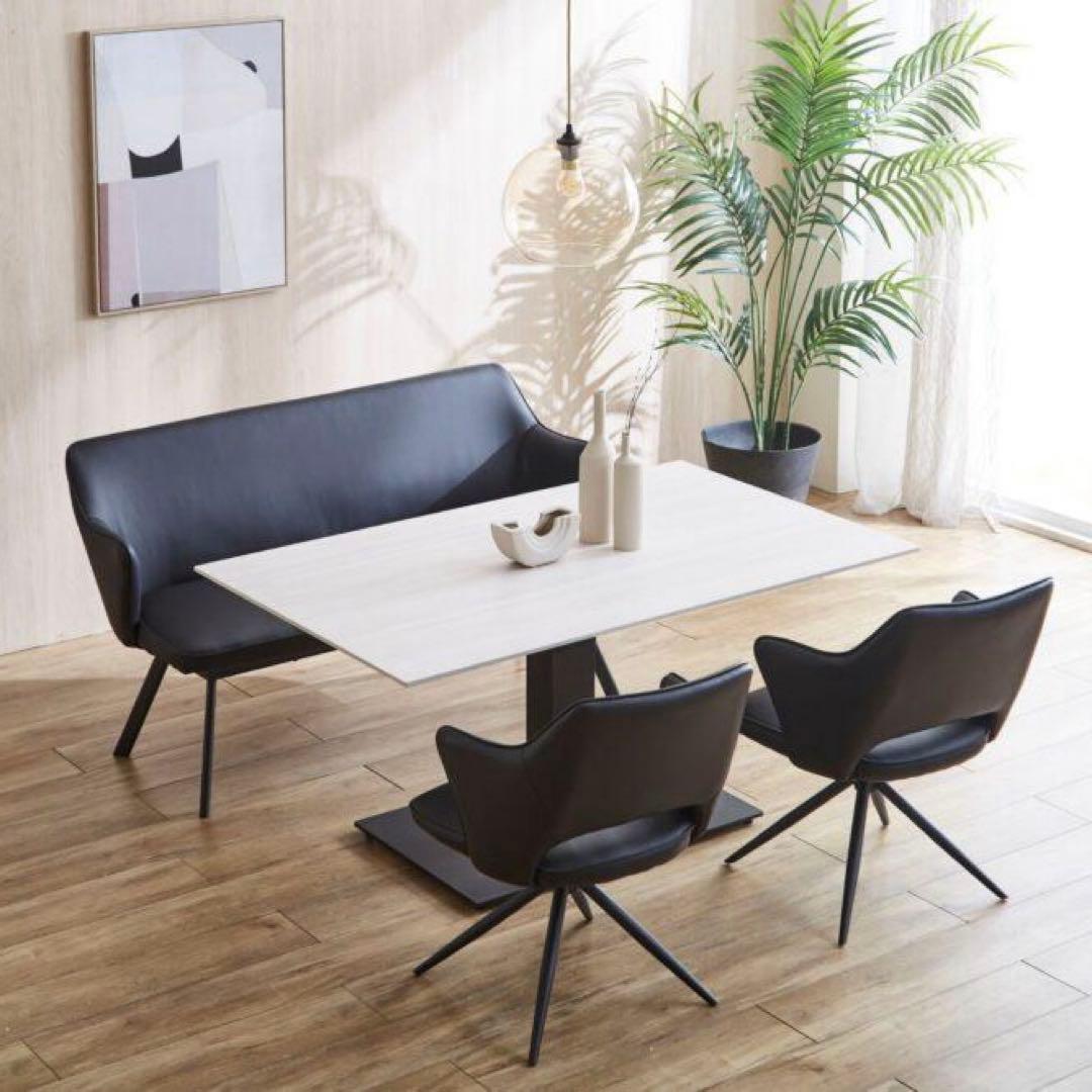 昇降テーブル　セラミック　140㎝　ダイニングテーブル　机　北欧　白木　ベージュ