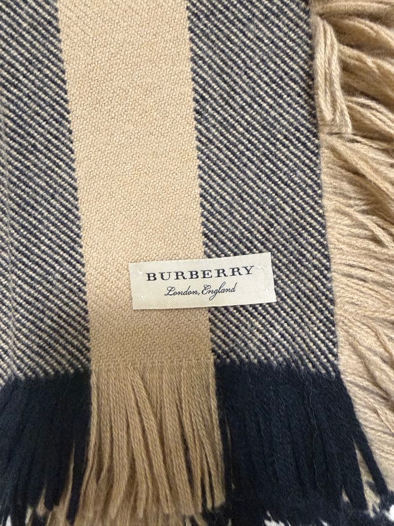 BURBERRY バーバリー 両面フリンジ ウール100 マフラー スカーフ