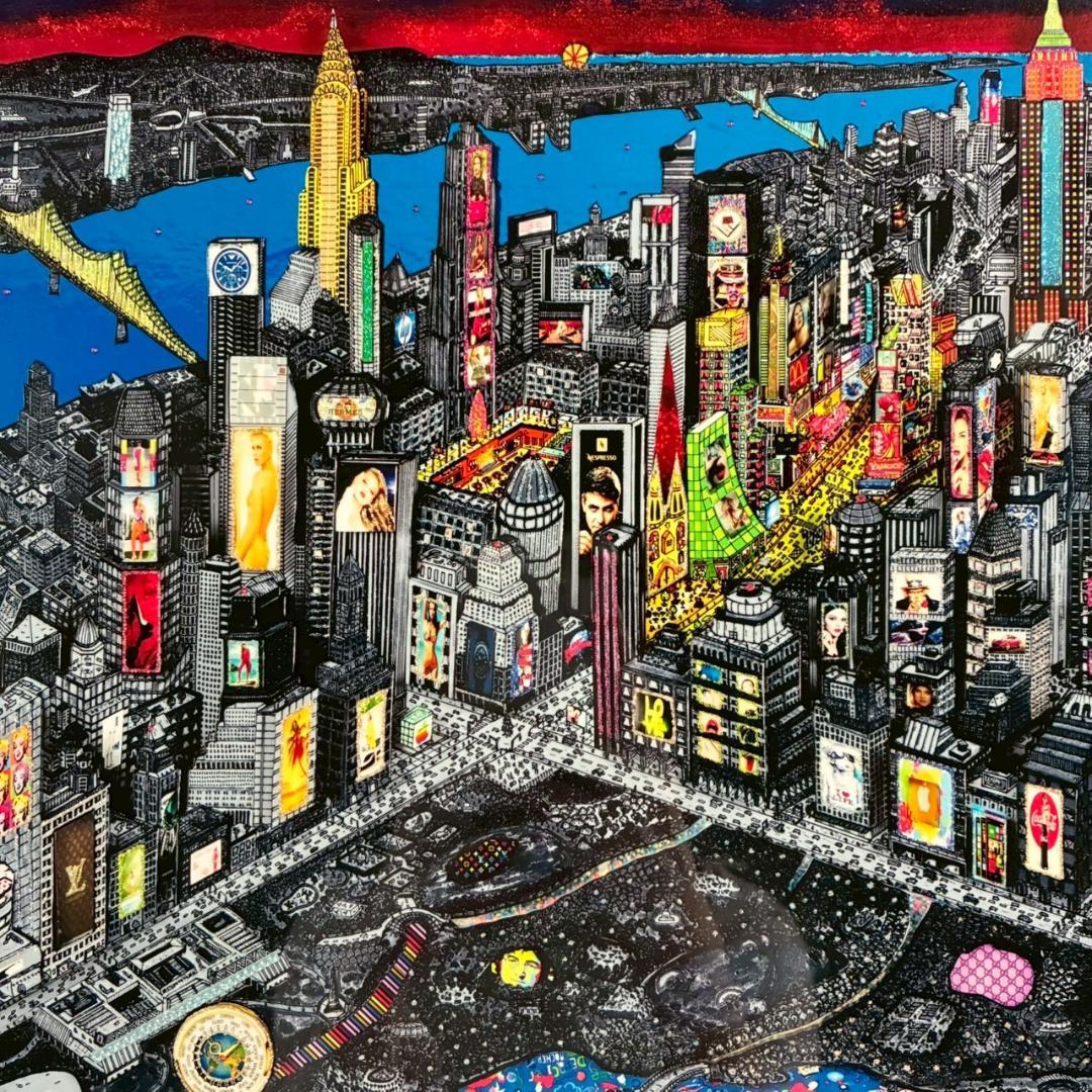 美品 ヨハン・ペラトーネル「ラグジュアリー・ニューヨーク」ジクレー 直筆サイン入