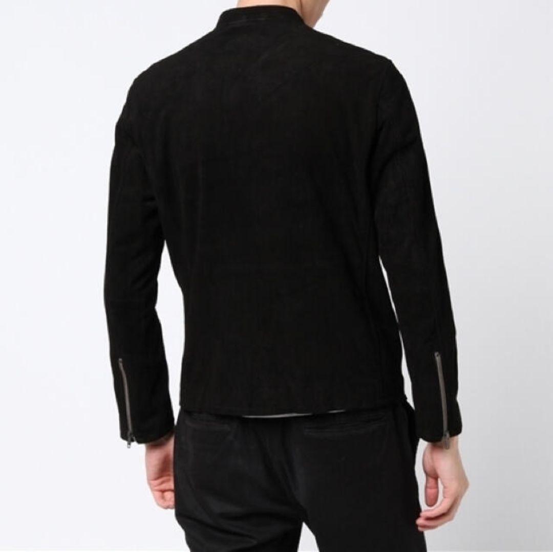 マ*ー様 アバハウス 本革 ゴートレザー ブラックスエード シングルライダース