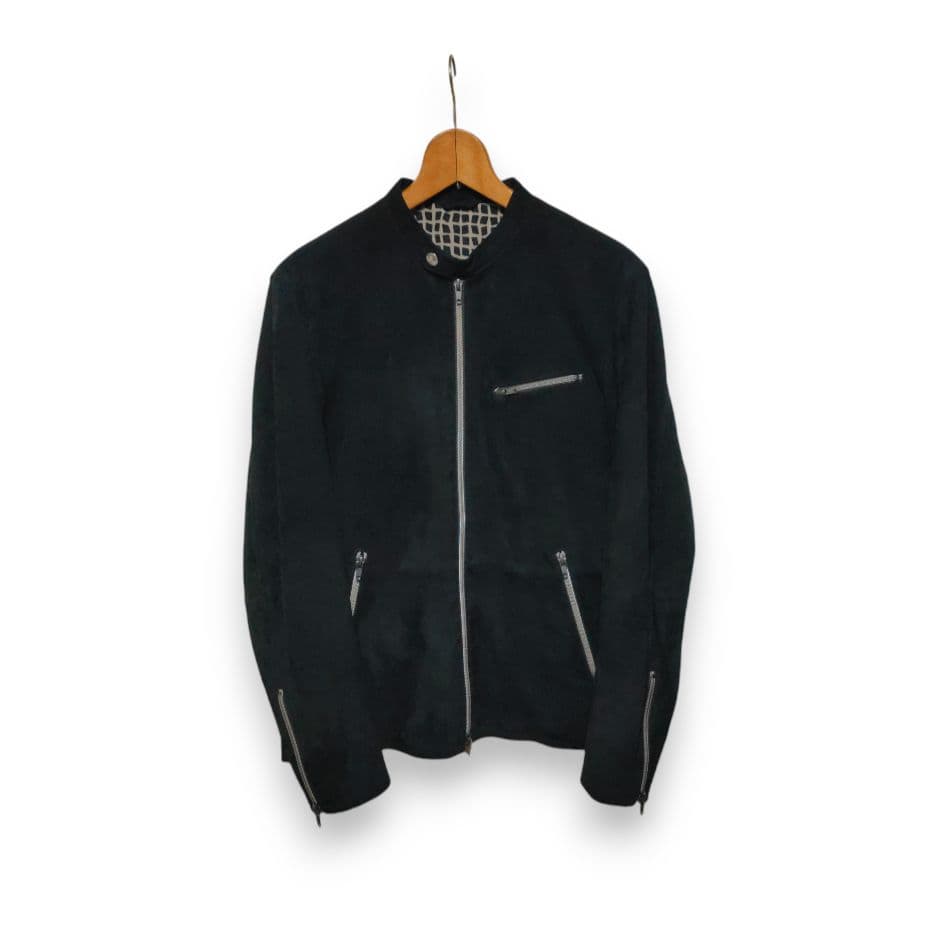 マ*ー様 アバハウス 本革 ゴートレザー ブラックスエード シングルライダース