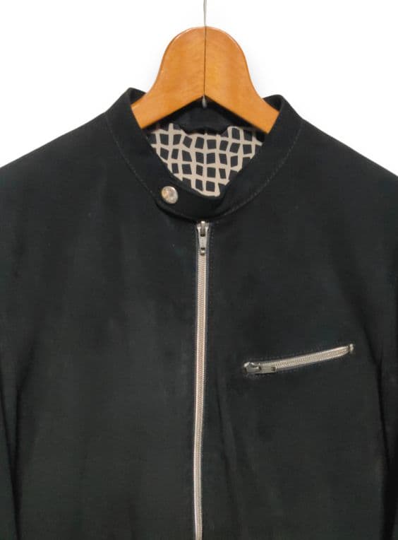 マ*ー様 アバハウス 本革 ゴートレザー ブラックスエード シングルライダース