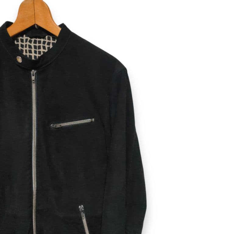 マ*ー様 アバハウス 本革 ゴートレザー ブラックスエード シングルライダース