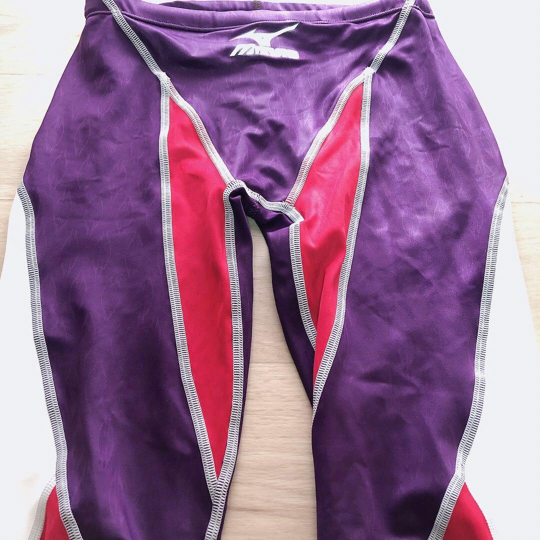 Mizuno 競泳水着 アクセルスーツ ロングスパッツ 紫 赤 Lサイズ