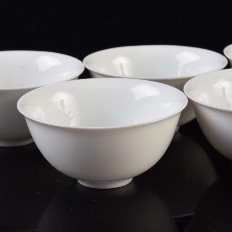 中国　徳化窯白磁　煎茶碗　五客　時代箱付　V　8593