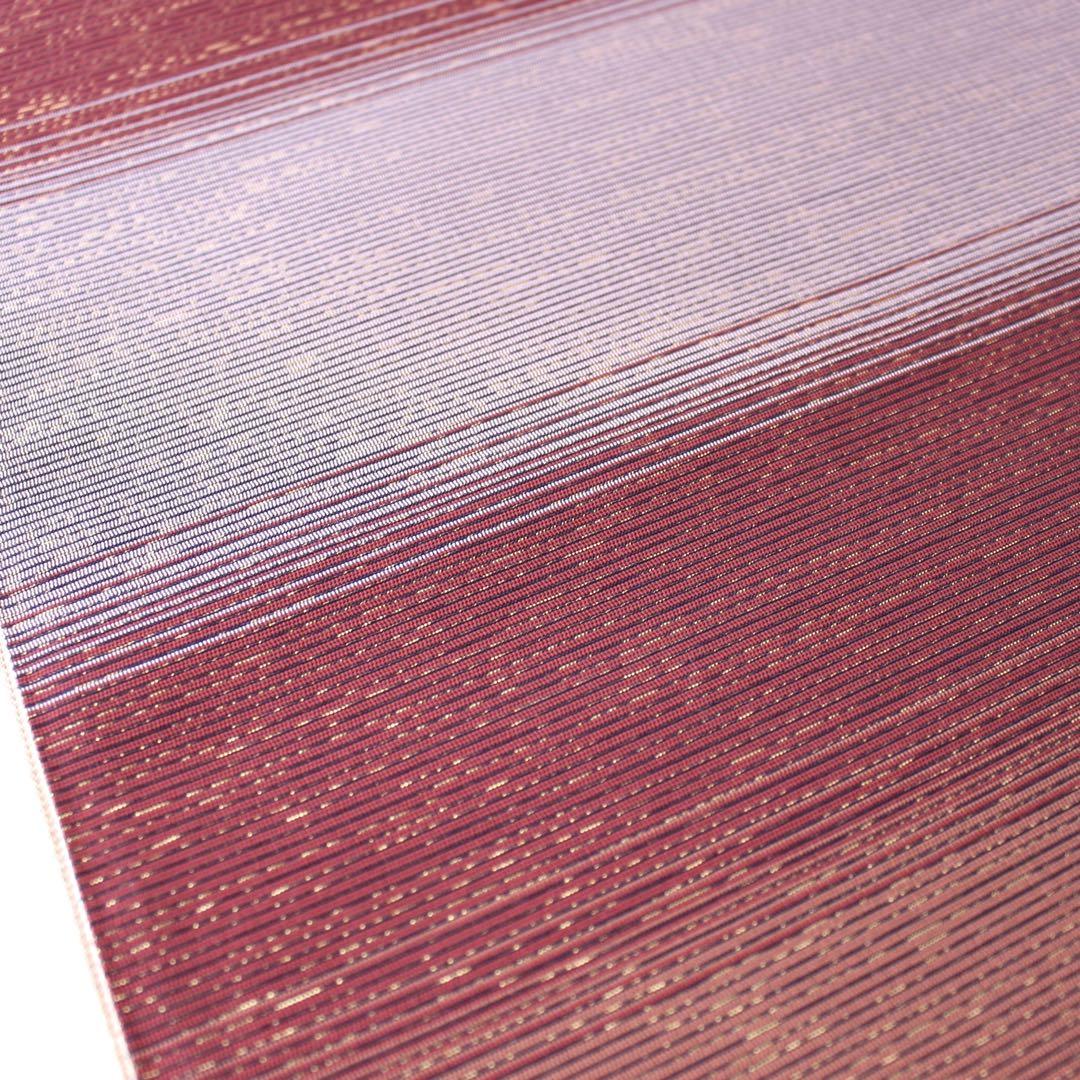 未使用　美品　横段模様織出し全通袋帯　リバーシブル　長尺　ブラウン系　d60