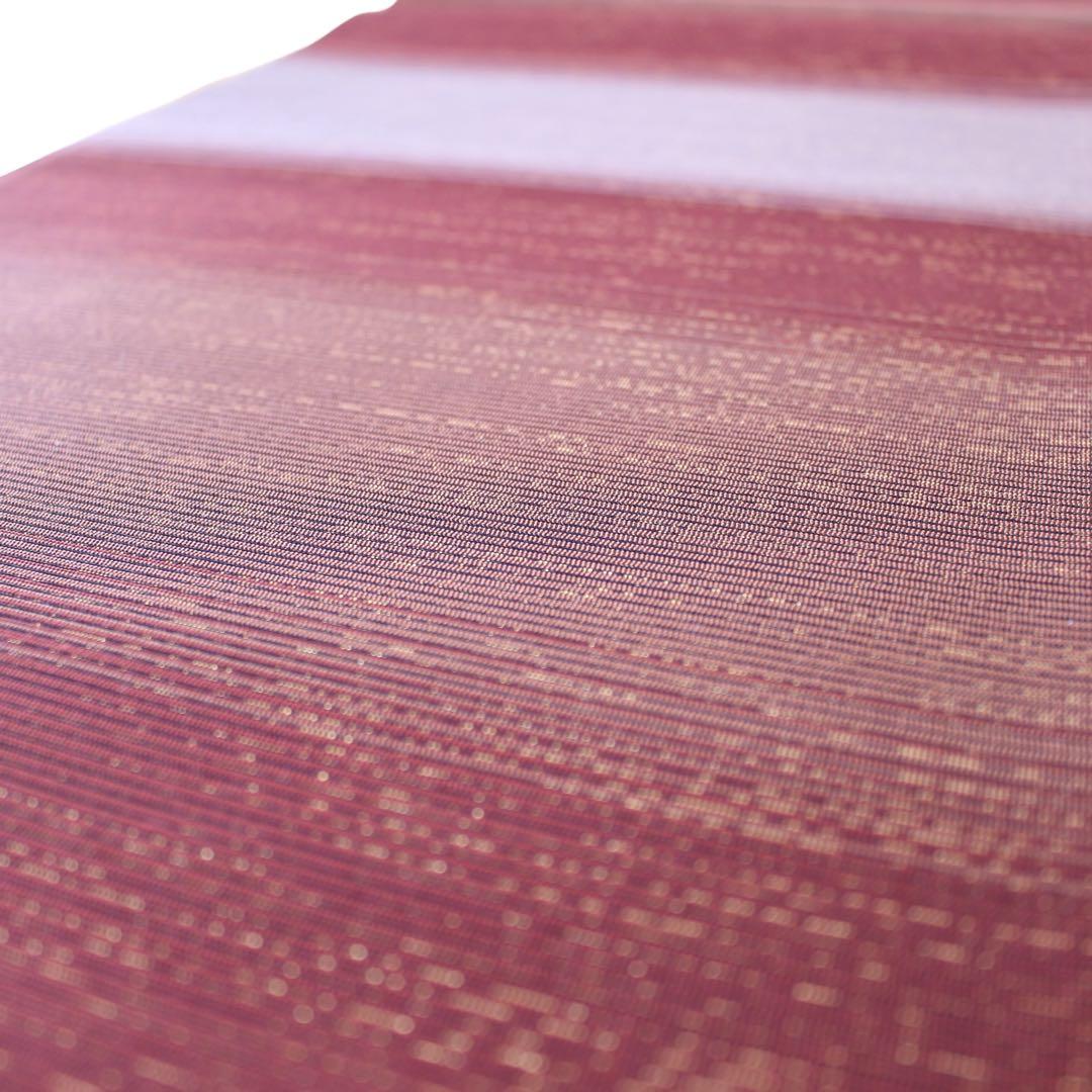 未使用　美品　横段模様織出し全通袋帯　リバーシブル　長尺　ブラウン系　d60